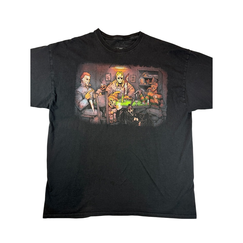Big Chris Art Horror Villains Poker T-Shirt Mens 2XL Black Graphic Tee